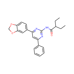 CCC(CC)C(=O)Nc1nc(-c2ccccc2)cc(-c2ccc3c(c2)OCO3)n1 ZINC000029063941