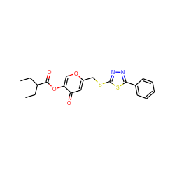 CCC(CC)C(=O)Oc1coc(CSc2nnc(-c3ccccc3)s2)cc1=O ZINC000103240518