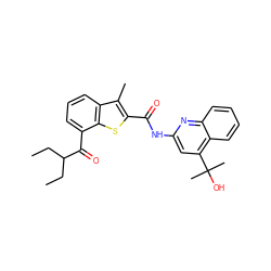 CCC(CC)C(=O)c1cccc2c(C)c(C(=O)Nc3cc(C(C)(C)O)c4ccccc4n3)sc12 ZINC001772645610