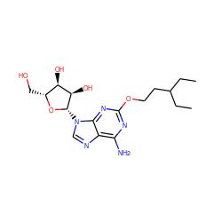 CCC(CC)CCOc1nc(N)c2ncn([C@@H]3O[C@H](CO)[C@@H](O)[C@H]3O)c2n1 ZINC000013815099