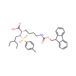 CCC(CC)CN([C@@H](CCCCNC(=O)OCC1c2ccccc2-c2ccccc21)C(=O)O)S(=O)(=O)c1ccc(C)cc1 ZINC000014946765