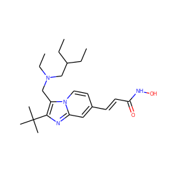 CCC(CC)CN(CC)Cc1c(C(C)(C)C)nc2cc(/C=C/C(=O)NO)ccn12 ZINC000144686034