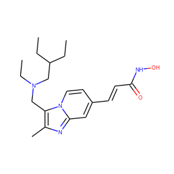 CCC(CC)CN(CC)Cc1c(C)nc2cc(/C=C/C(=O)NO)ccn12 ZINC000140988705