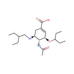 CCC(CC)CN[C@H]1CC(C(=O)O)=C[C@@H](OC(CC)CC)[C@@H]1NC(C)=O ZINC000299838508