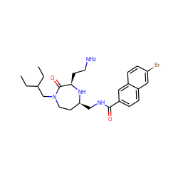 CCC(CC)CN1CC[C@H](CNC(=O)c2ccc3cc(Br)ccc3c2)N[C@H](CCN)C1=O ZINC000206889121