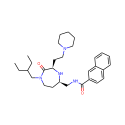 CCC(CC)CN1CC[C@H](CNC(=O)c2ccc3ccccc3c2)N[C@H](CCN2CCCCC2)C1=O ZINC000206883176