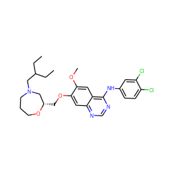 CCC(CC)CN1CCCO[C@@H](COc2cc3ncnc(Nc4ccc(Cl)c(Cl)c4)c3cc2OC)C1 ZINC000114821818