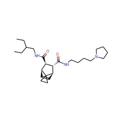 CCC(CC)CNC(=O)[C@@H]1[C@@H]2C=C[C@H]([C@H]1C(=O)NCCCCN1CCCC1)C21CC1 ZINC000168419201