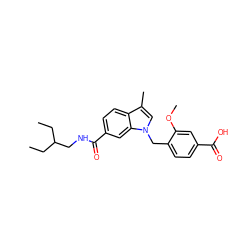 CCC(CC)CNC(=O)c1ccc2c(C)cn(Cc3ccc(C(=O)O)cc3OC)c2c1 ZINC000027329642