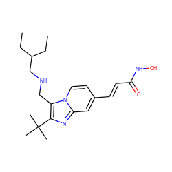 CCC(CC)CNCc1c(C(C)(C)C)nc2cc(/C=C/C(=O)NO)ccn12 ZINC000143616521