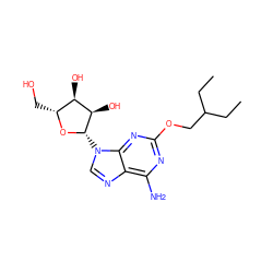 CCC(CC)COc1nc(N)c2ncn([C@@H]3O[C@H](CO)[C@@H](O)[C@H]3O)c2n1 ZINC000013815096