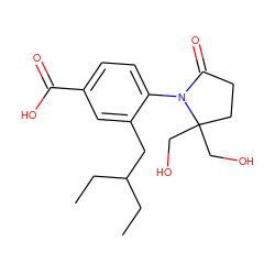 CCC(CC)Cc1cc(C(=O)O)ccc1N1C(=O)CCC1(CO)CO ZINC000084671340