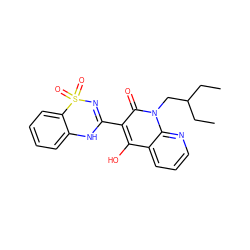 CCC(CC)Cn1c(=O)c(C2=NS(=O)(=O)c3ccccc3N2)c(O)c2cccnc21 ZINC000101006078