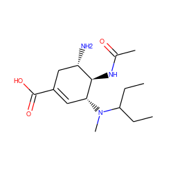 CCC(CC)N(C)[C@@H]1C=C(C(=O)O)C[C@H](N)[C@H]1NC(C)=O ZINC000053164194