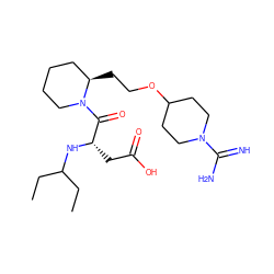 CCC(CC)N[C@@H](CC(=O)O)C(=O)N1CCCC[C@H]1CCOC1CCN(C(=N)N)CC1 ZINC000013473949