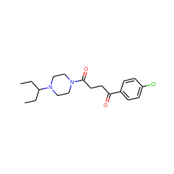 CCC(CC)N1CCN(C(=O)CCC(=O)c2ccc(Cl)cc2)CC1 ZINC000013561106