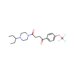 CCC(CC)N1CCN(C(=O)CCC(=O)c2ccc(OC(F)(F)F)cc2)CC1 ZINC000013561113