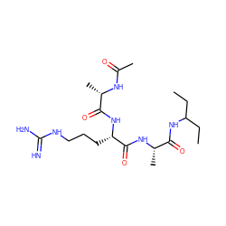 CCC(CC)NC(=O)[C@H](C)NC(=O)[C@H](CCCNC(=N)N)NC(=O)[C@H](C)NC(C)=O ZINC000149753123