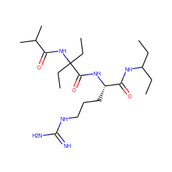 CCC(CC)NC(=O)[C@H](CCCNC(=N)N)NC(=O)C(CC)(CC)NC(=O)C(C)C ZINC000149770479