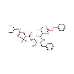 CCC(CC)NC(=O)C[C@@H](C(=O)NC[C@@H](O)[C@H](Cc1ccccc1)NC(=O)[C@@H](NC(=O)OCc1ccccc1)C(C)C)C(C)(C)C ZINC000014943383