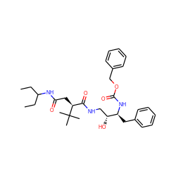 CCC(CC)NC(=O)C[C@@H](C(=O)NC[C@@H](O)[C@H](Cc1ccccc1)NC(=O)OCc1ccccc1)C(C)(C)C ZINC000014943378