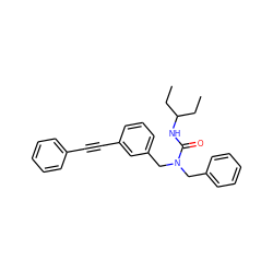 CCC(CC)NC(=O)N(Cc1ccccc1)Cc1cccc(C#Cc2ccccc2)c1 ZINC000066078376