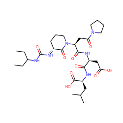 CCC(CC)NC(=O)N[C@@H]1CCCN([C@@H](CC(=O)N2CCCC2)C(=O)N[C@@H](CC(=O)O)C(=O)N[C@@H](CC(C)C)C(=O)O)C1=O ZINC000026281968