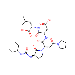 CCC(CC)NC(=O)N[C@@H]1CCN([C@@H](CC(=O)N2CCCC2)C(=O)N[C@@H](CC(=O)O)C(=O)N[C@@H](CC(C)C)C(=O)O)C1=O ZINC000026268669