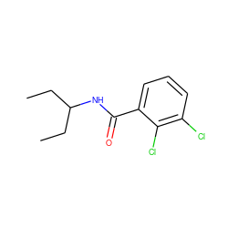 CCC(CC)NC(=O)c1cccc(Cl)c1Cl ZINC000041295367