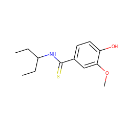 CCC(CC)NC(=S)c1ccc(O)c(OC)c1 ZINC000066139683