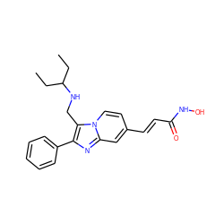 CCC(CC)NCc1c(-c2ccccc2)nc2cc(/C=C/C(=O)NO)ccn12 ZINC000169700788