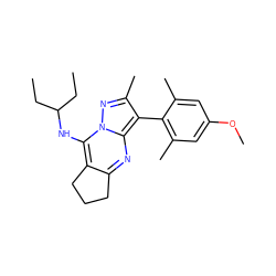 CCC(CC)Nc1c2c(nc3c(-c4c(C)cc(OC)cc4C)c(C)nn13)CCC2 ZINC000034230148