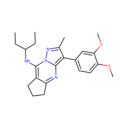 CCC(CC)Nc1c2c(nc3c(-c4ccc(OC)c(OC)c4)c(C)nn13)CCC2 ZINC000038466258