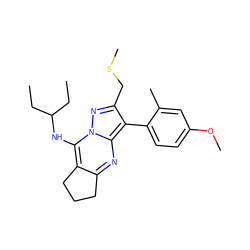 CCC(CC)Nc1c2c(nc3c(-c4ccc(OC)cc4C)c(CSC)nn13)CCC2 ZINC000072113334