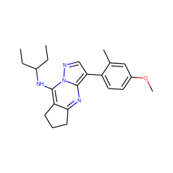 CCC(CC)Nc1c2c(nc3c(-c4ccc(OC)cc4C)cnn13)CCC2 ZINC000072116201