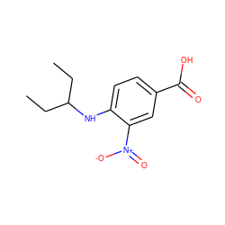 CCC(CC)Nc1ccc(C(=O)O)cc1[N+](=O)[O-] ZINC000013079424