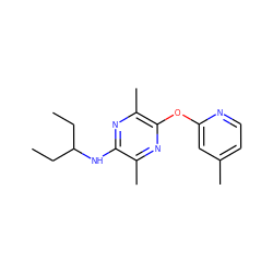 CCC(CC)Nc1nc(C)c(Oc2cc(C)ccn2)nc1C ZINC000028956138