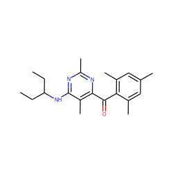 CCC(CC)Nc1nc(C)nc(C(=O)c2c(C)cc(C)cc2C)c1C ZINC000028364253