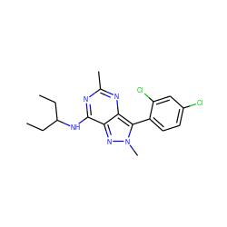 CCC(CC)Nc1nc(C)nc2c(-c3ccc(Cl)cc3Cl)n(C)nc12 ZINC000013445114