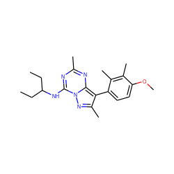 CCC(CC)Nc1nc(C)nc2c(-c3ccc(OC)c(C)c3C)c(C)nn12 ZINC000040402172