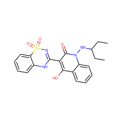 CCC(CC)Nn1c(=O)c(C2=NS(=O)(=O)c3ccccc3N2)c(O)c2ccccc21 ZINC000101004883