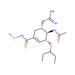 CCC(CC)O[C@@H]1C=C(C(=O)NOC)C[C@H](NC(=N)N)[C@H]1NC(C)=O ZINC000299828804