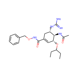 CCC(CC)O[C@@H]1C=C(C(=O)NOCc2ccccc2)C[C@H](NC(=N)N)[C@H]1NC(C)=O ZINC000299837343