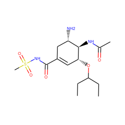 CCC(CC)O[C@@H]1C=C(C(=O)NS(C)(=O)=O)C[C@H](N)[C@H]1NC(C)=O ZINC000299839592