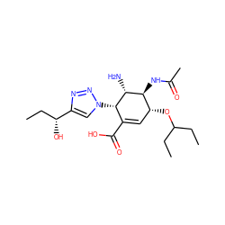 CCC(CC)O[C@@H]1C=C(C(=O)O)[C@H](n2cc([C@H](O)CC)nn2)[C@H](N)[C@H]1NC(C)=O ZINC000211337802