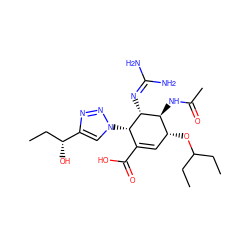 CCC(CC)O[C@@H]1C=C(C(=O)O)[C@H](n2cc([C@H](O)CC)nn2)[C@H](N=C(N)N)[C@H]1NC(C)=O ZINC000211337947