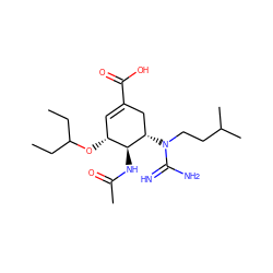 CCC(CC)O[C@@H]1C=C(C(=O)O)C[C@H](N(CCC(C)C)C(=N)N)[C@H]1NC(C)=O ZINC000299831663