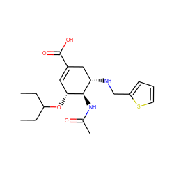 CCC(CC)O[C@@H]1C=C(C(=O)O)C[C@H](NCc2cccs2)[C@H]1NC(C)=O ZINC000213835148