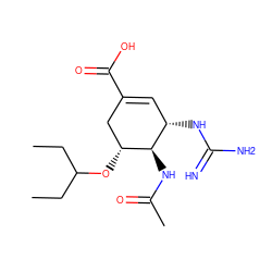 CCC(CC)O[C@@H]1CC(C(=O)O)=C[C@H](NC(=N)N)[C@H]1NC(C)=O ZINC000064526875