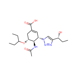 CCC(CC)O[C@@H]1CC(C(=O)O)=C[C@H](n2cc([C@H](O)CC)nn2)[C@H]1NC(C)=O ZINC000064528509